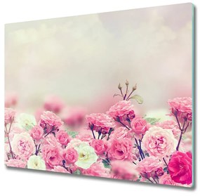 Tagliere in vetro Fiori di rosa selvatica 60x52 cm