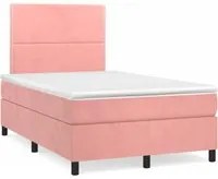 Letto a Molle con Materasso e LED Rosa 120x190 cm in Velluto 3270310