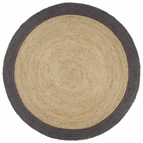 Tappeto Lavorato A Mano İn Juta Con Bordo Grigio Scuro 240 Cm /