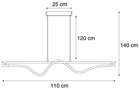 Lampada a sospensione moderna nera con LED dimmerabile a 3 livelli - Twirl