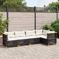 Set Divani da Giardino 5 pz con Cuscini in Polyrattan Nero 3261812