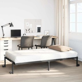 Giroletto Senza Materasso Pieghevole Nero 80x200 Cm İn Acciaio /