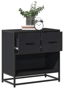 Comodino Nero 60x31x60 Cm İn Legno Multistrato E Metallo /