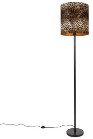 Lampada da terra con paralume nero a stampa leopardo 40 cm - Simplo