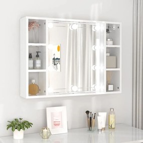 Mobile a specchio con led bianco lucido 76x15x55 cm