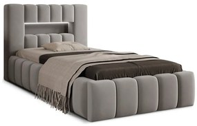 Letto singolo imbottito grigio con contenitore e rete inclusi 90x200 cm Lamica – ELTAP
