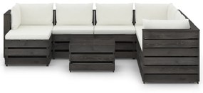 Set divani da giardino con cuscini 9 pz legno impregnato grigio