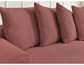 Divano angolare rosa allungabile e con contenitore rivestito in velluto a coste Voltaire – Bobochic Paris