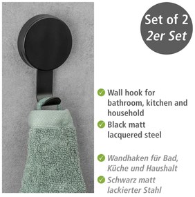 Set di 2 ganci per asciugamani neri Pavia - Wenko
