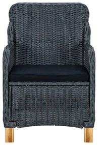 Sedie da giardino con cuscini 2 pz in polyrattan grigio scuro