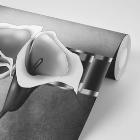 Carta da parati – Fiori eleganti di calla in bianco e nero