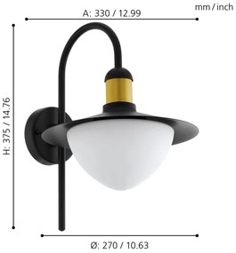 Eglo 97285 - Applique da esterno SIRMIONE 1xE27/60W/230V