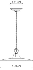 Lampadario Industrial Potenza Ferro E Ceramica Nero Diam. 30Cm 1 Luce E27