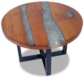 Tavolino da caffè in legno di teak solido e resina 60 cm
