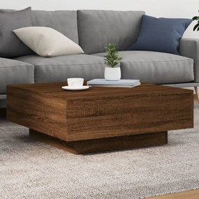 Tavolino Da Soggiorno Con Luci Led Rovere Marrone 80x80x31 Cm /