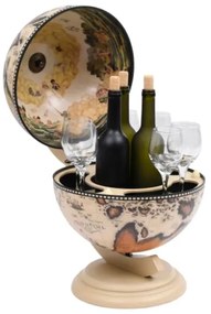 Minibar da Tavola a Globo Supporto per Vini in Eucalipto Bianco