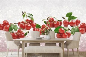 Carta da parati – Ciliegie su texture interessante