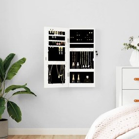 Armadio Portagioie Con Specchio A Muro Bianco 30x8,5x67 Cm /