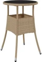 Tavolo da Giardino 60x75 cm Vetro Temperato e Polyrattan Beige