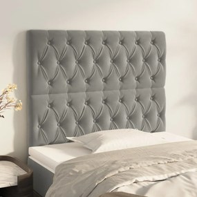 Testiera 2 Pz Grigio Chiaro 90 X 7 X 78/88 Cm İn Velluto /