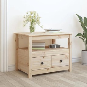 Tavolino Da Salotto 71x49x55 Cm İn Legno Massello Di Pino /