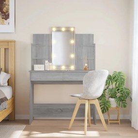 Toeletta con luci led grigio sonoma 96x40x142 cm