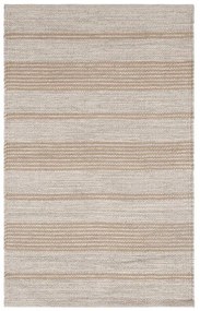 Tappeto Bay Stripe astratto in cotone, annodato a mano, beige, L 200 x L 140 cm