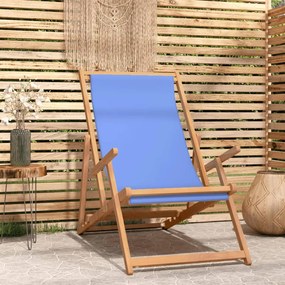 Sdraio pieghevole da spiaggia in legno massello di teak blu