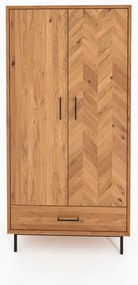 Armadio in legno di quercia di colore naturale 97x196 cm Abies - The Beds