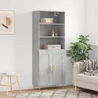 Credenza Grigio Cemento 69,5x34x180 cm in Legno Multistrato 3189945