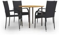 Set Mobili da Pranzo Giardino 5 pz in Polyrattan Nero cod mxl 35933