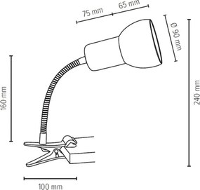 Spot-Light 2224174WFC - Lampada a clip SVENDA 1xE27/60W/230V