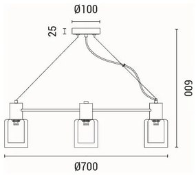 Lampadario a sospensione con filo 6xE14/15W/230V