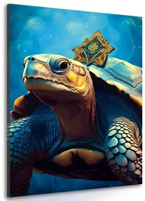 Stampa su tela – Tartaruga blu-oro