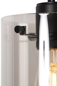 Lampada a sospensione di design nera con vetro fumé 3 luci - Dome