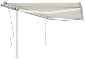 Tenda Da Sole Retrattile Manuale Con Led 4,5x3,5 M Crema /