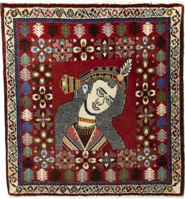 Shiraz Tappeto 70 x 70 Rosso (Iran) Annodato A Mano