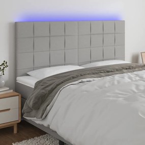 Testiera A Led Grigio Chiaro 180x5x118/128 Cm İn Tessuto /