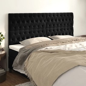 Testiera 4 Pz Nera 90 X 7 X 78/88 Cm İn Velluto /