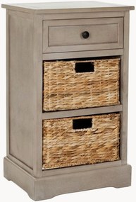 Cassettiera in legno di pino con cesti in rattan Carrie