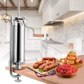 Costway 3L Insaccatrice manuale per salsicce Macchina per salsiccia in acciaio inox salsicce siringa con 4 tubi di riempimento