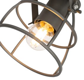 Faretto industriale grigio scuro con legno regolabile 2 luci - Arthur