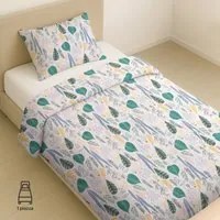 Parure copripiumino 1 piazza e mezza foglie cotone