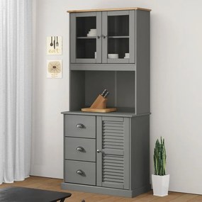 Piano Comò Vıgo Grigio 78x30x100 Cm İn Legno Massello Di Pino /