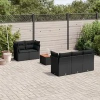 Set Divano da Giardino 6 pz con Cuscini Nero in Polyrattancod mxl 89868