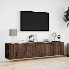 Mobile tv a parete con led rovere marrone 180x31x39,5 cm
