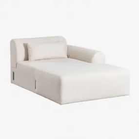 Modulo Chaise Longue Destro Per Divano Componibile In Shearling Borjan Ciniglia Blanc - Sklum