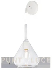 Applique bianco 1 luce vetro trasparente 1177bi-a-tr