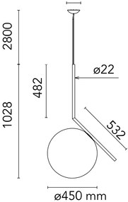 Lampada sospensione a luce diffusa 205W E27 in ottone con diffusore opalino di vetro soffiato IC Lights S3 F3151059 Flos