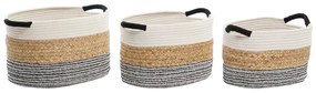Set di Cestini DKD Home Decor Beige Cotone Fibra naturale (42 x 32 x 24 cm) (3 Pezzi)